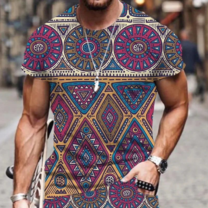 3D African Ethnic Primitive Tribal Fabric Printing Oversized T Shirt for Men Fashion Comfortable Short Sleeve Unisex Clothing