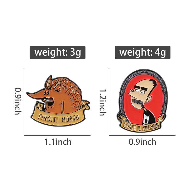 Italian Animation Enamel Pins Zerocalcare Character Armadillo Brooches Lapel Badges Cartoon Anime Jewelry Gift for Friends