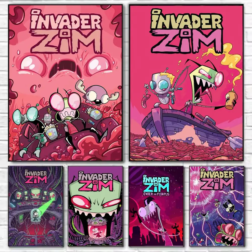I-Invader Z-Zim Poster HD Art Decorative Wall Art Waterproof Home Décor for Living Room Bedroom Café Stylish Gift