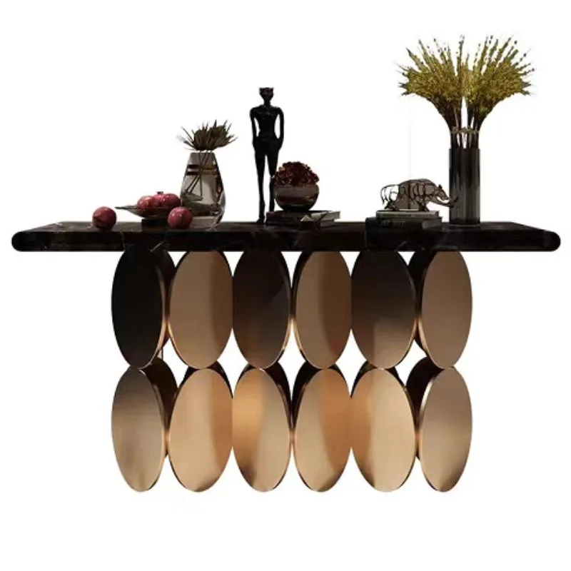 

Light luxury entrance table rack base marble against the wall table foot entry corridor entrance table