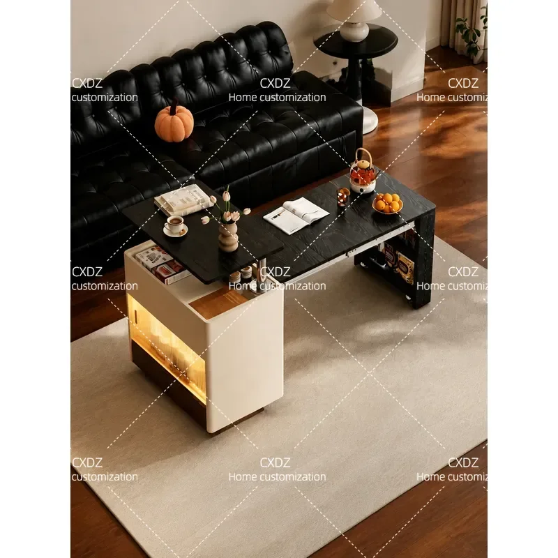 Walnut Side Table with Removable Locker Antique Style Living Room Sofa End Table Coffee Table High Sense Light Luxury Design