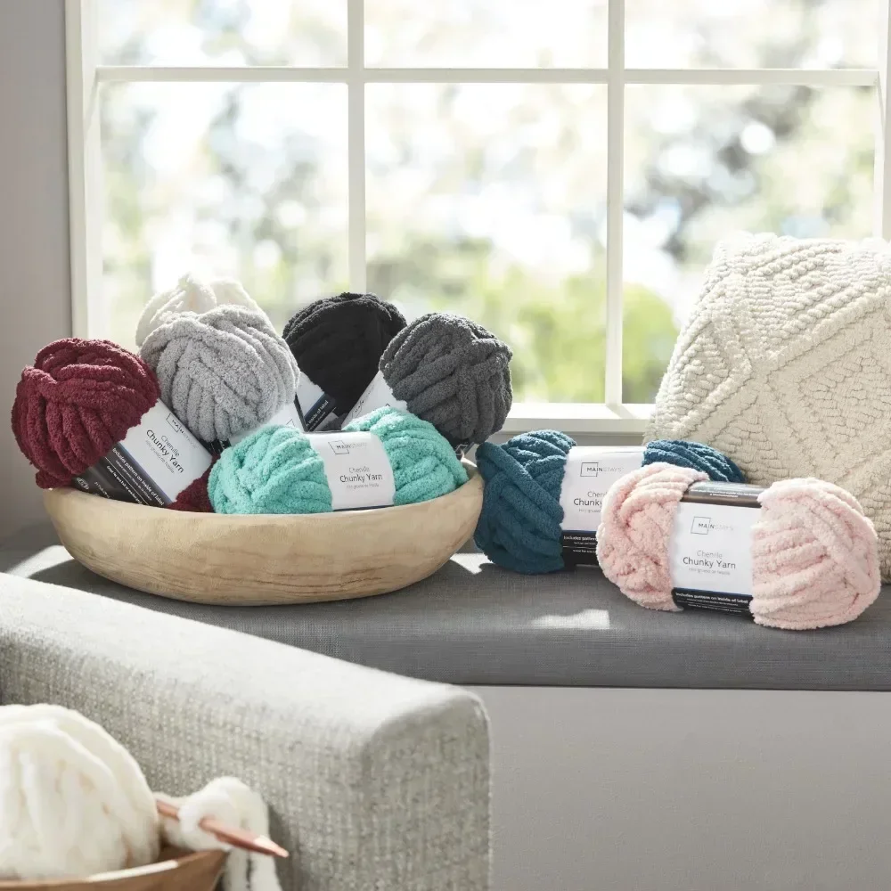 غزل شانيل مكتنزة، 31.7 ياردة، عاجي، 100% بوليستر، سوبر ضخم، عبوة من 4 قطع