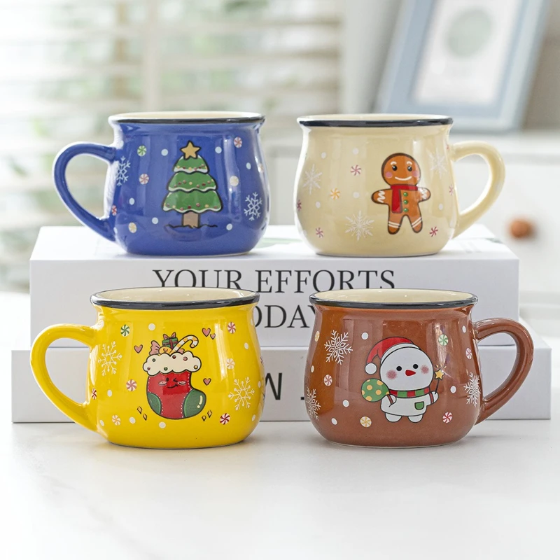 Christmas Ceramic Mousse Cup Cute Santa Claus Pattern Baking Shop Dessert Bowl Multipurpose Coffee Breakfast Mug Kids Water Cup