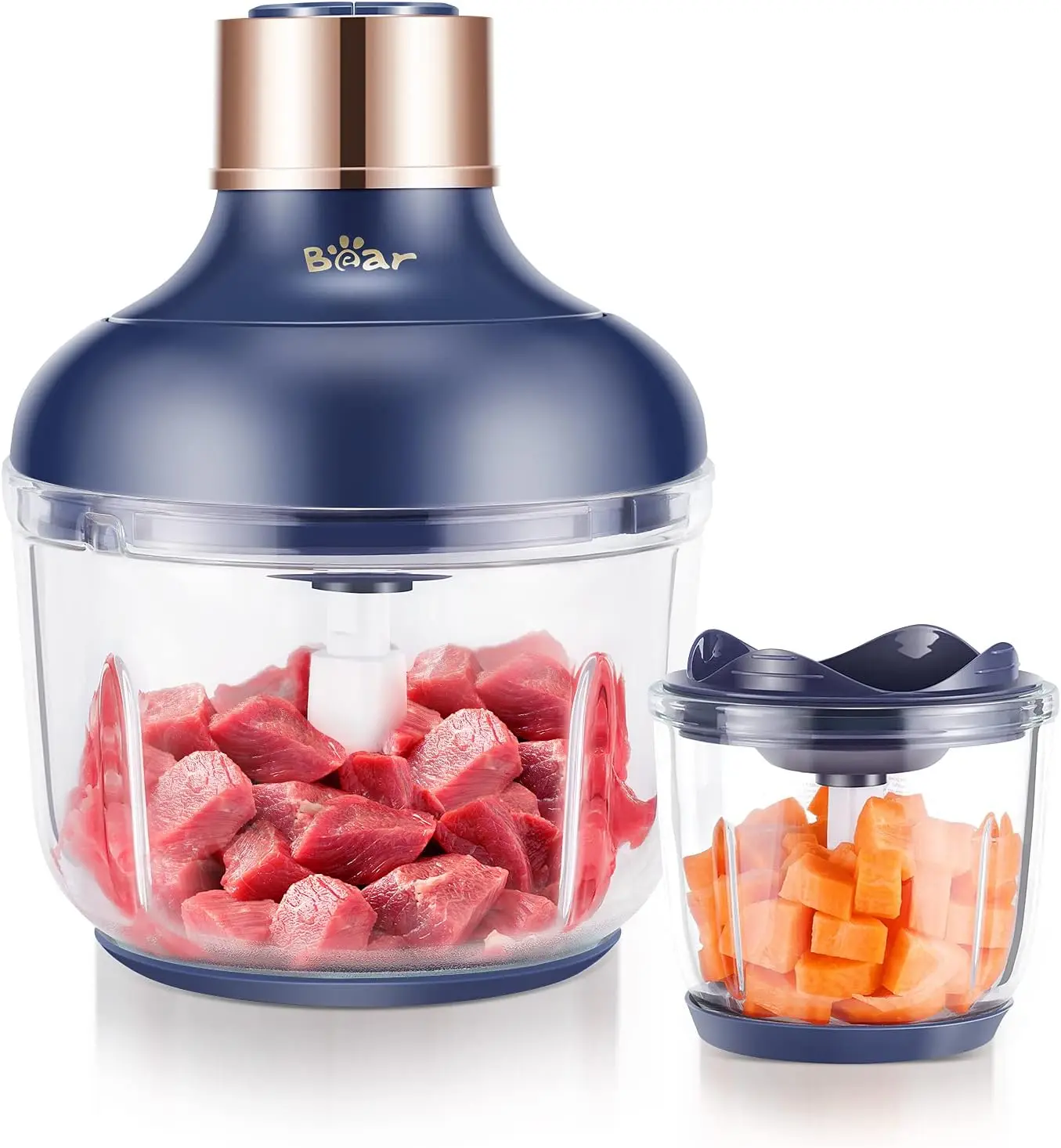 

Electric Food Chopper with 2 Glass Bowls, 400W Grinder, Stainless Steel Blades for Meat and Vegetables