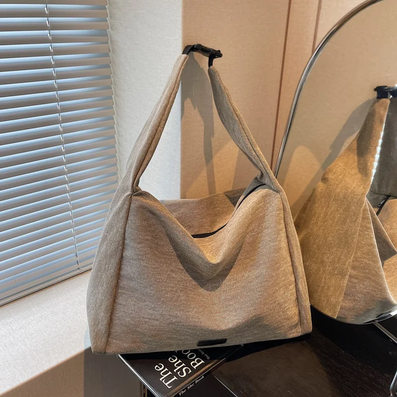 

​ ​ Осенняя сумка-тоут 2025 для женщин-студентов, большая вместительная холщовая сумка-шоппер, модная минималистичная сумка на плечо для школы, сумка для книг ​