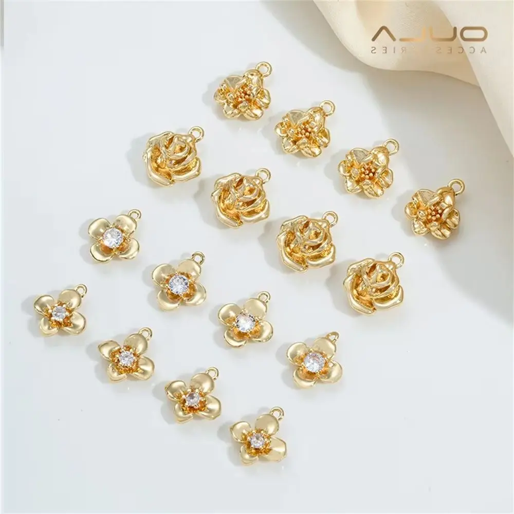 

1pcs 14K Gold Rose Pendant, Flower Bud, Flower Pendant, Diy Bracelet, Earring, Accessory, Pendant