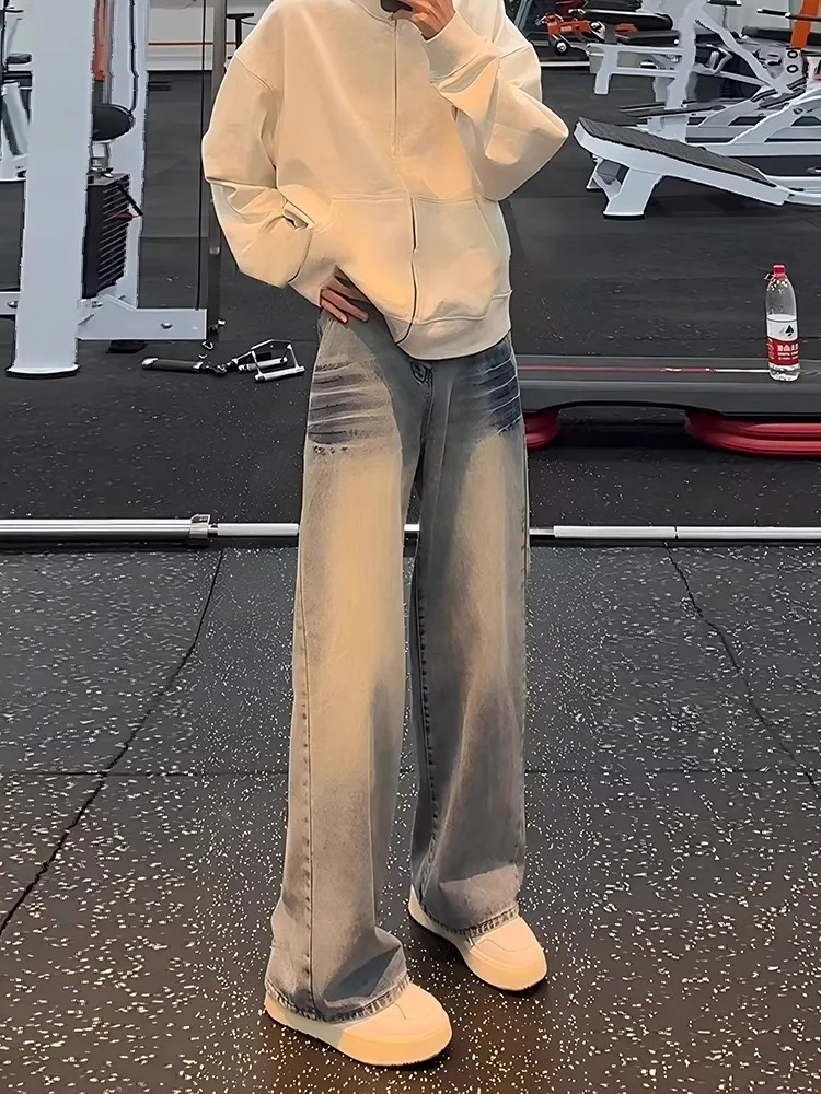 

Джинсы American High Street Cleanfit свободного кроя, прямые, расклешенные, для мужчин и женщин, летние, модные, винтажные, длинные брюки