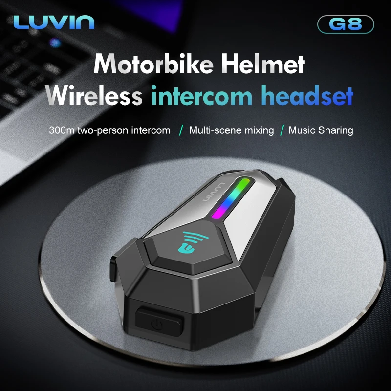 Interfono per Casco Moto G8 con Assistente Vocale AI per 2 Piloti