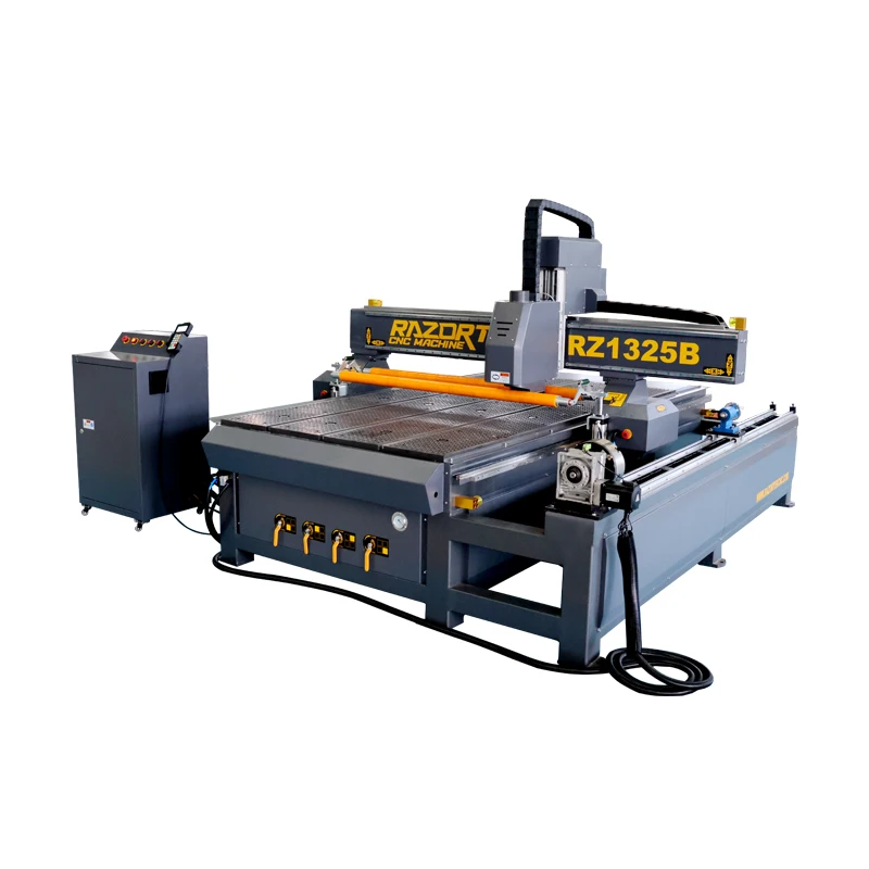 

3d cnc router wood working engraving plywood furniture making machine with side rotary cnc router