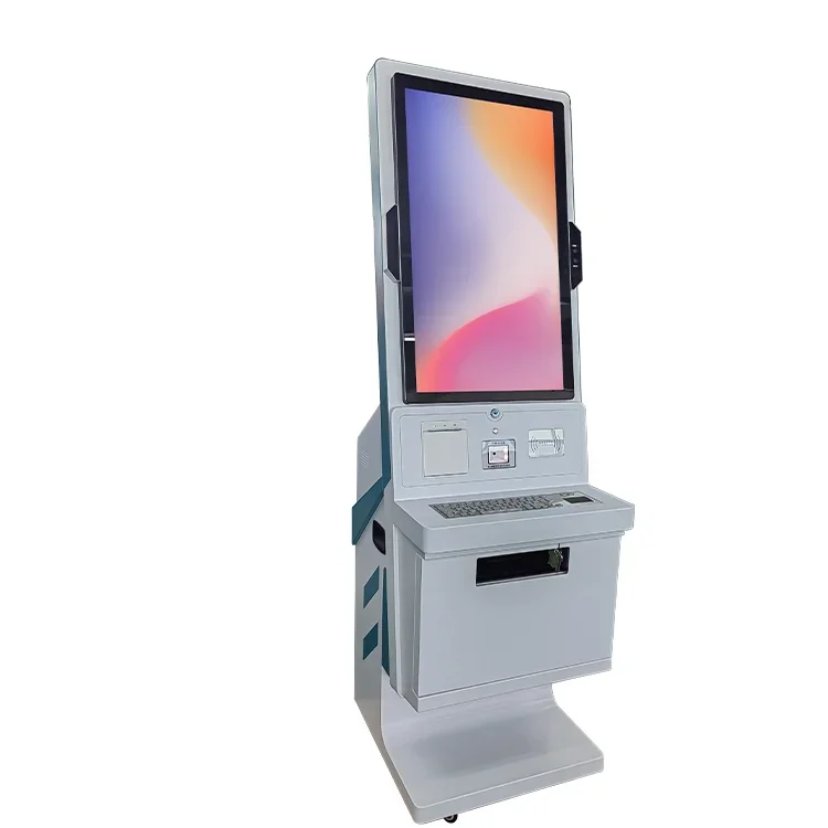 Self Service Touch screen A4 document printing and scanning kiosk with metal keyboard