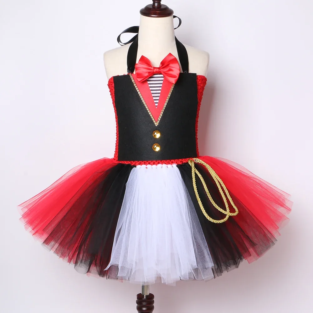 Ringmaster Circus Lion Tamer Costume for Girls Fancy Tulle Tutu Dress Kids Halloween Carnival Party Performance Dress Up Clothes