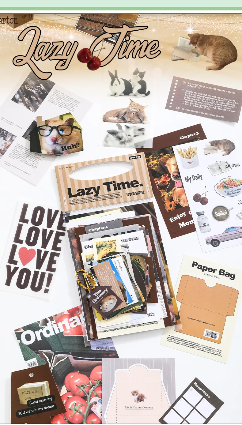 TIANZI 70 pcs Garden Post Office Collection Light Paper Material Pack DIY Handbook Collage Journal Notebook Scrapbook Envelope