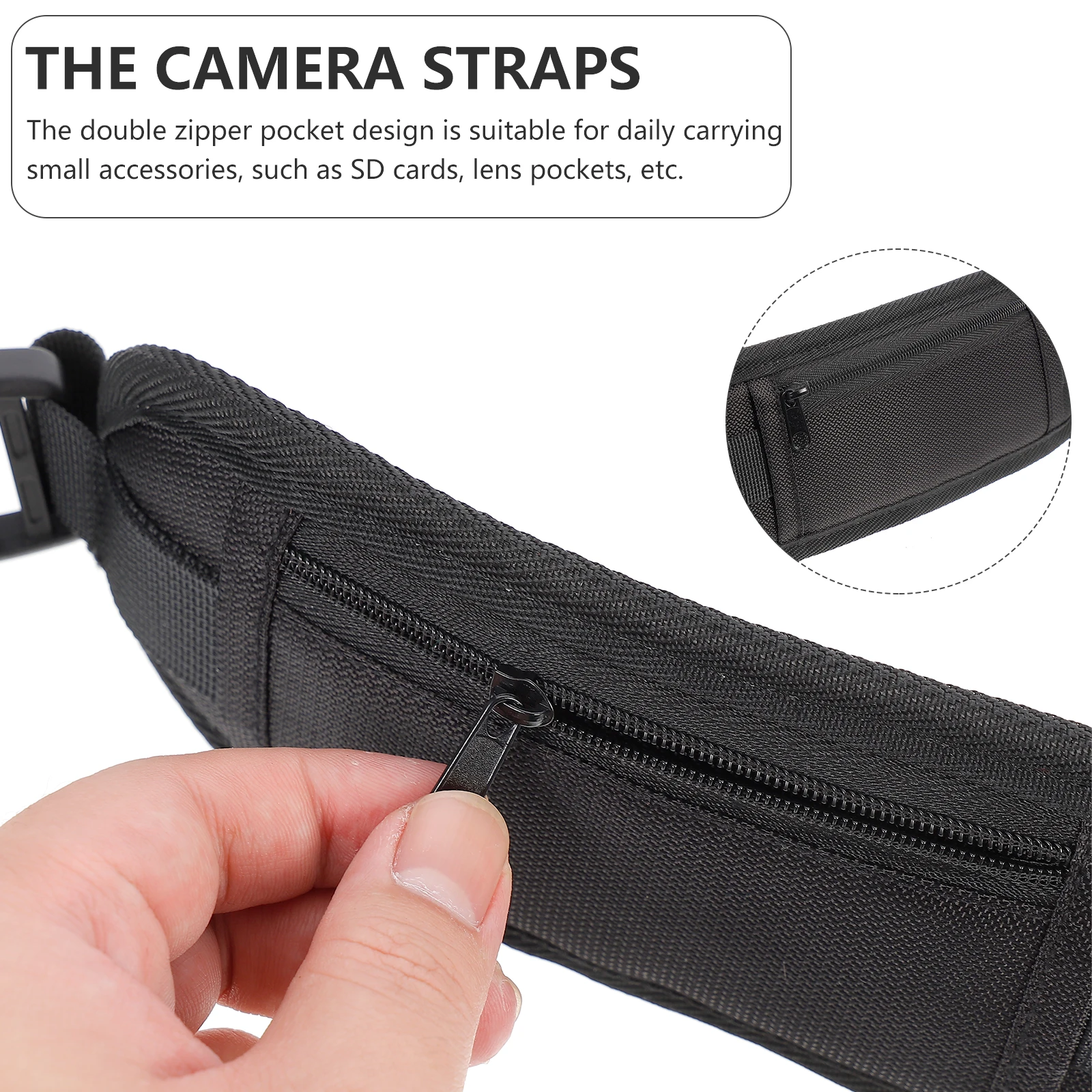 Professional Camera Strap 1PC Nylon Adjustable Shoulder Neck Belt Double Zipper Lens Pocket Card Storage for Mirrorless