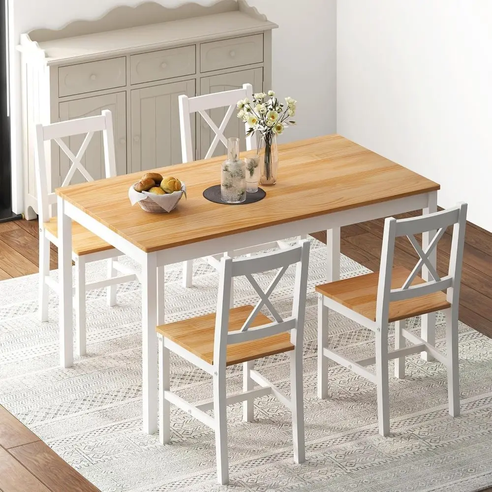 5 Pieces Small Dining Table Set with Chairs or 4 People | 42.5 Inch Recular Space Saving Kitchen Table, ern armhouse Kitchen Din