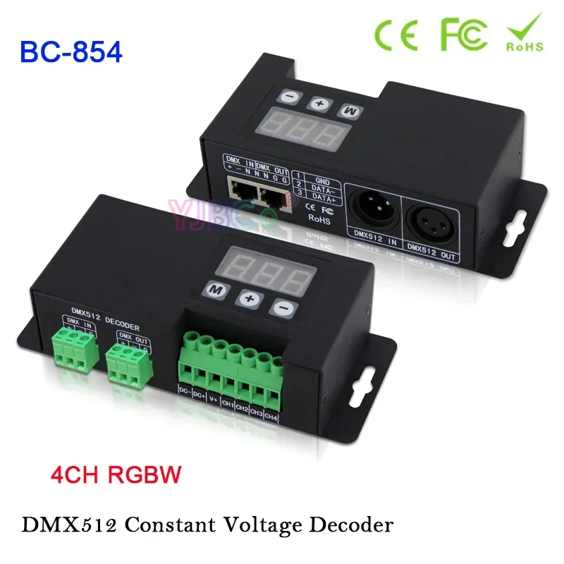 Imagem -01 - Led Lights Tape Strip Controller Canais Decodificador Dmx512 12v24v dc Standard Dmx512 1990 Sinal para Pwm 4ch Dimmer Rgbw led lights tape strip controller canais decodificador dmx512 12v24v dc standard dmx512 1990 sinal para pwm 4ch dimmer rgbw 01