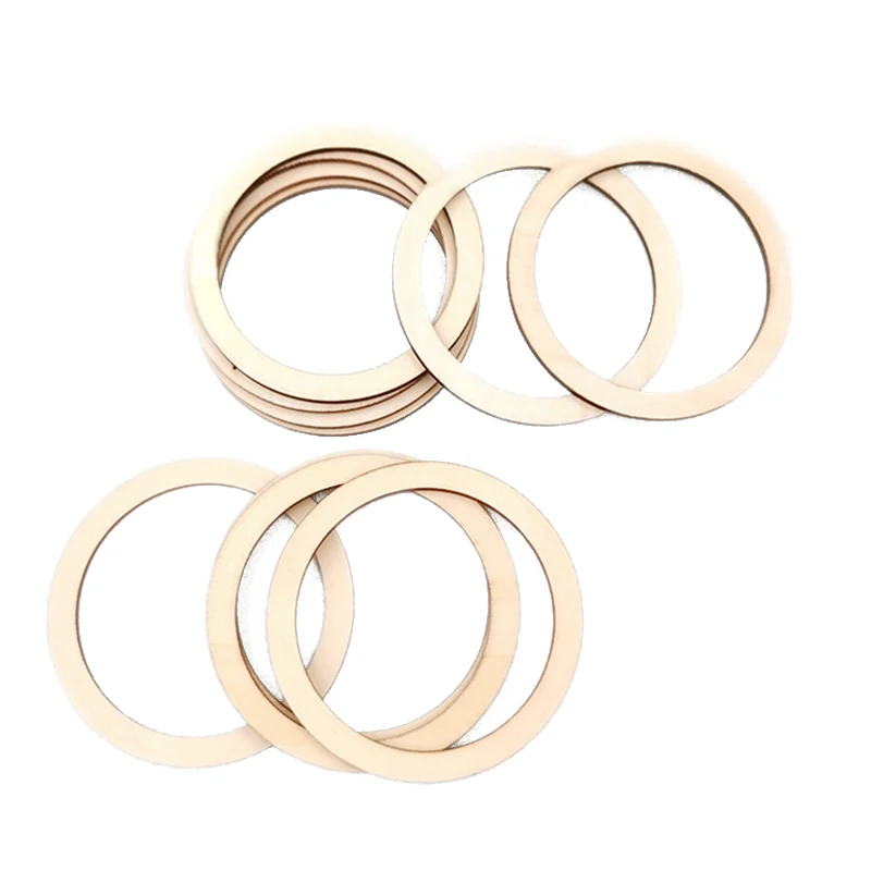 30pcs 4cm Wooden Rings for Crafts, Unfinished Flat Wood Ring Circle for DIY Craft Home Decor Jewelry, DIY Making