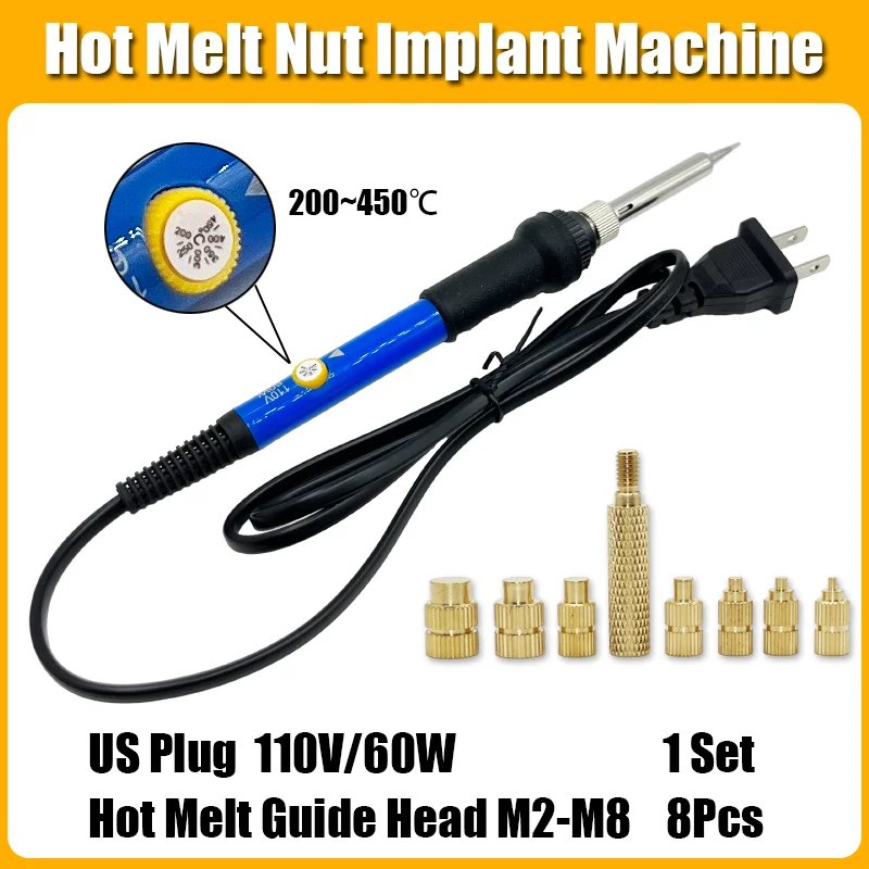 Heat Set Einsatz Lötkolben Spitzenkopf M2 M3 M4 Messing Einsätze Mutter Bolzen Werkzeugsatz Gewindeschraube Einsetzen für PC 3D-Druck Kunststoff – Detail 11
