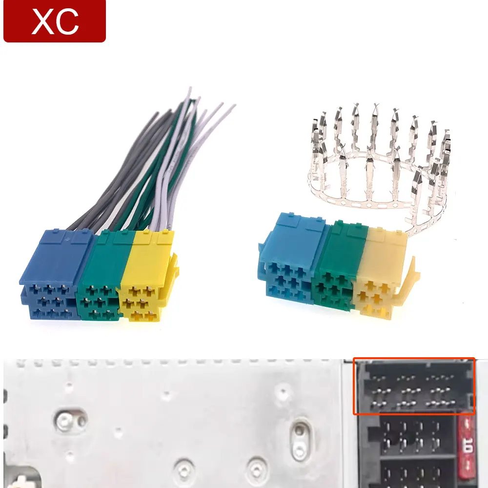 6 20-pinowe złącza kabel Adapter zaciskowego Radio samochodowe samochodowego AUX USB do VW Volkswagen Audi Alfa Peugeot Renault KIA