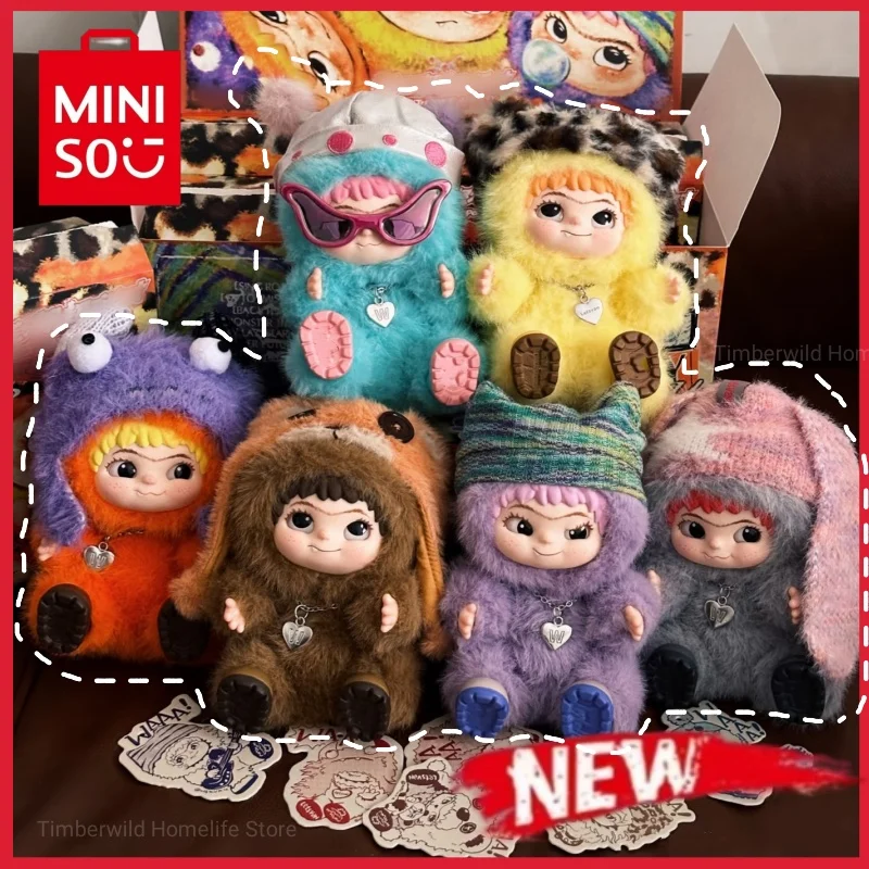 

MINISO Fuzzy Trend Fun Party Series Action Figure Blind Box Doll Bag Pendant Decoration Desk Ornament Mystery Box Birthday Gift