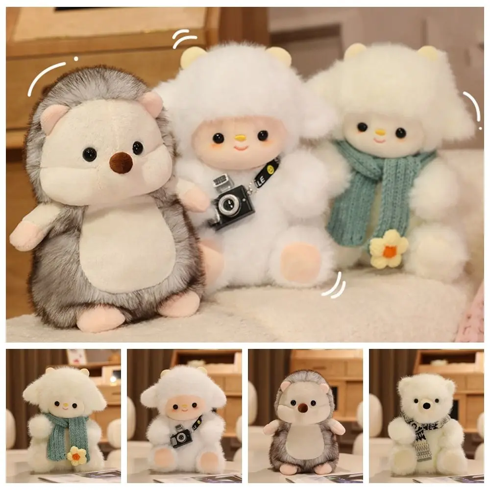 

PP Cotton White Sheep Toys Can Clapping Moving Animal Bear Hedgehog Doll Singing Soft Scarf Lamb Intelligent Stuffed Dolls