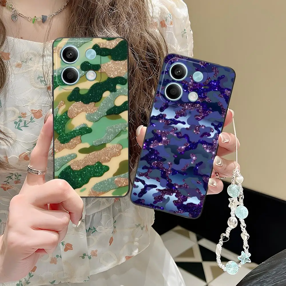 

Блестящий камуфляжный чехол для телефона POCO F6 F5 F4 F3 F2 Pro GT C40, защитный чехол с цветной печатью для мобильных телефонов, роскошный чехол