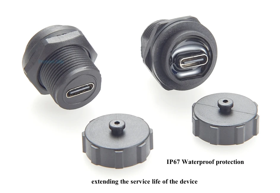 IP67 USB 3.1 Typ C Panel Mount Coupler USB C Pass Through Wasserdichter Stecker Buchse auf Buchse Schottkonverter-Adapter – Detail 5