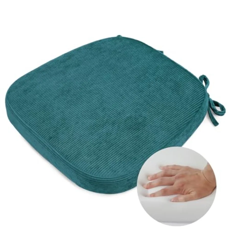 

2.5 Thick Chair Cushions for Dining Chair Corduroy High Density Foam Kitchen Chair Pads U Shaped Indoor Seat Cushions with Ties