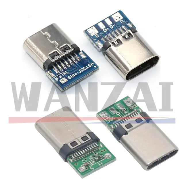 10szt Złącze USB 3.1 typu C 24-pinowe gniazdo męskie/żeńskie Adapter do lutowania przewodów i kabli 24-pinowe wsparcie płytki PCB