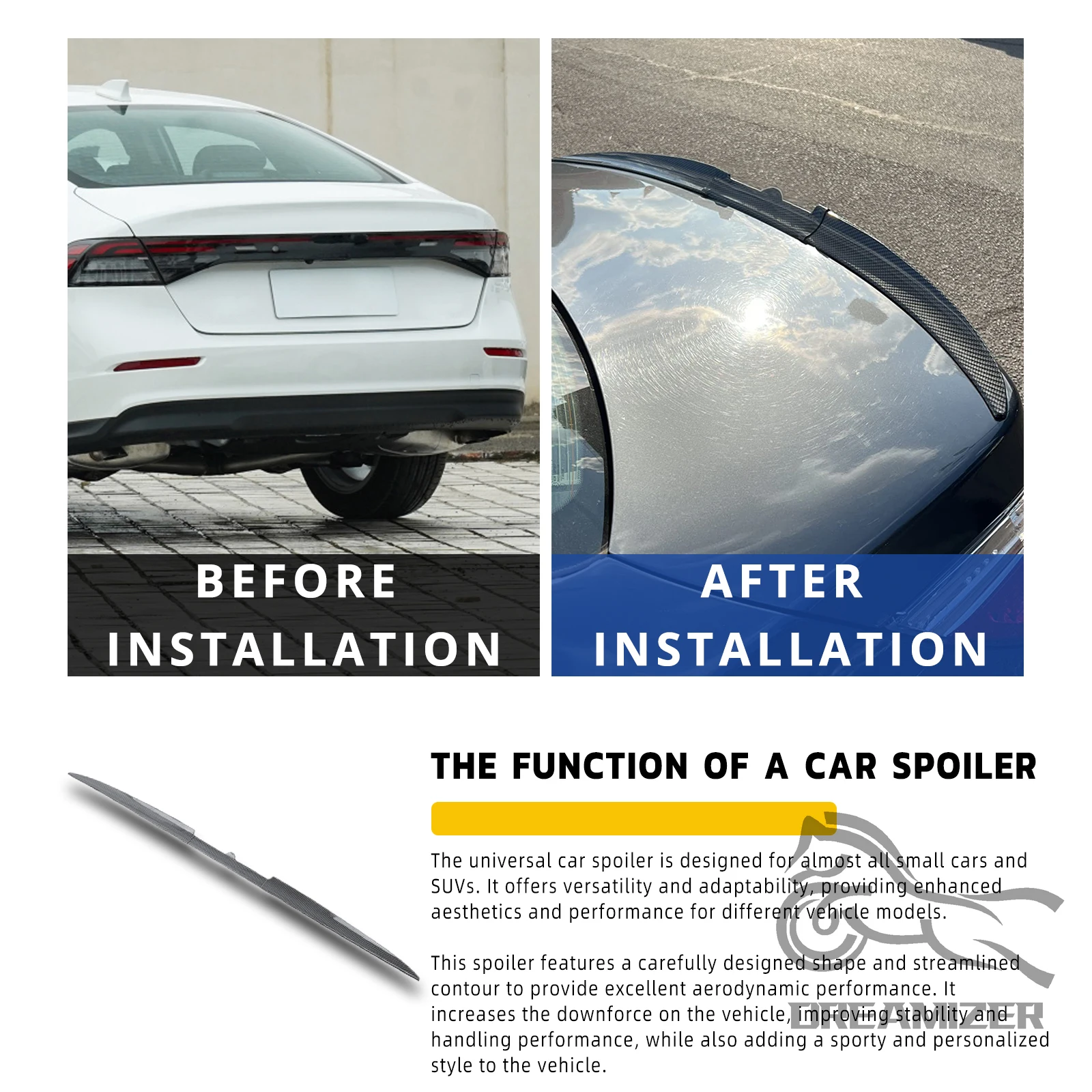 Universal Car Spoiler Roof Rear Tail Wing Trunk DIY Refit Decoration Auto Racing For Peugeot 206 207 Clio 4 Mazda Cx5 Audi A4 B8