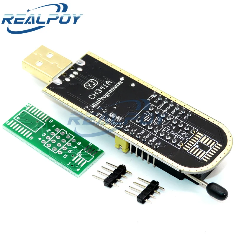 Módulo programador USB CH341A 24 25 Series EEPROM Flash BIOS + Clip de prueba SOIC8 SOP8 + adaptador de 1,8 V + KIT de bricolaje de adaptador SOIC8