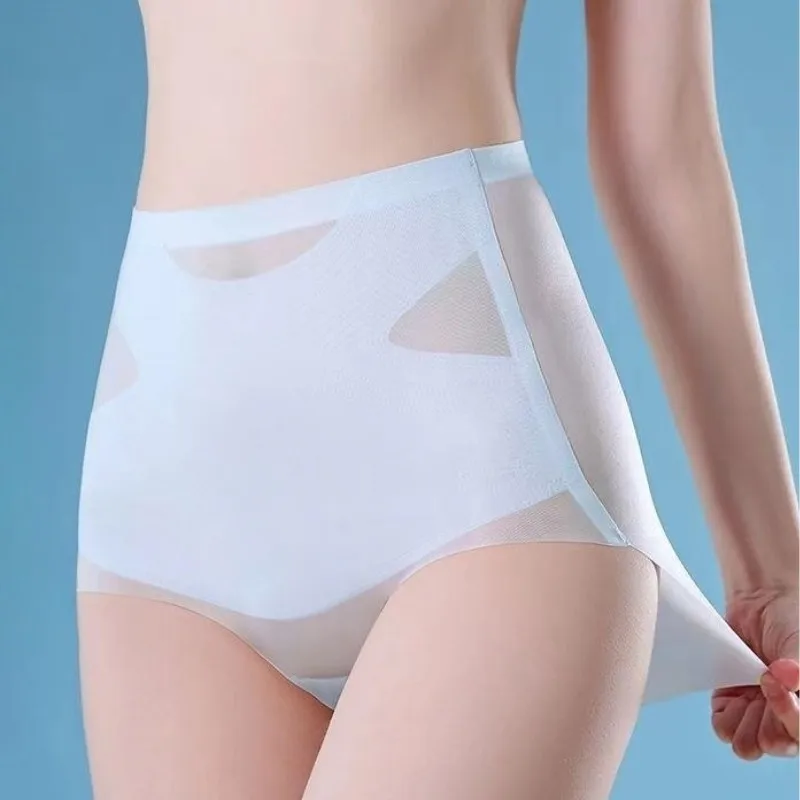 Women's Ultra-thin Seamless Panties Ice Silk Hip Lifting High Waist Briefs Tummy Body Shaping Panties Breathable Underwear