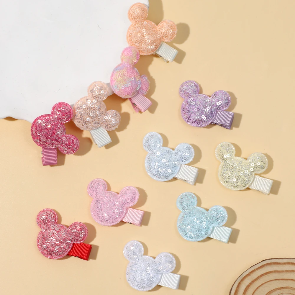 30pc/lot Sequin Mouse ear Baby Girs Hair Clips Baby Boys Girls Glitter Bowknot Hairpins Kids Barrettes Children Headwear