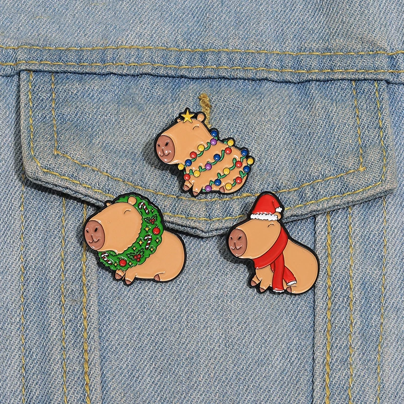 Милые-эмалированные-булавки-с-капибарой-на-заказ-броши-на-Хэллоуин-Рождественскую-елку-значки-на-лацканах-одежда-ювелирные-изделия-с-животными-подарок-для-детей-друзей