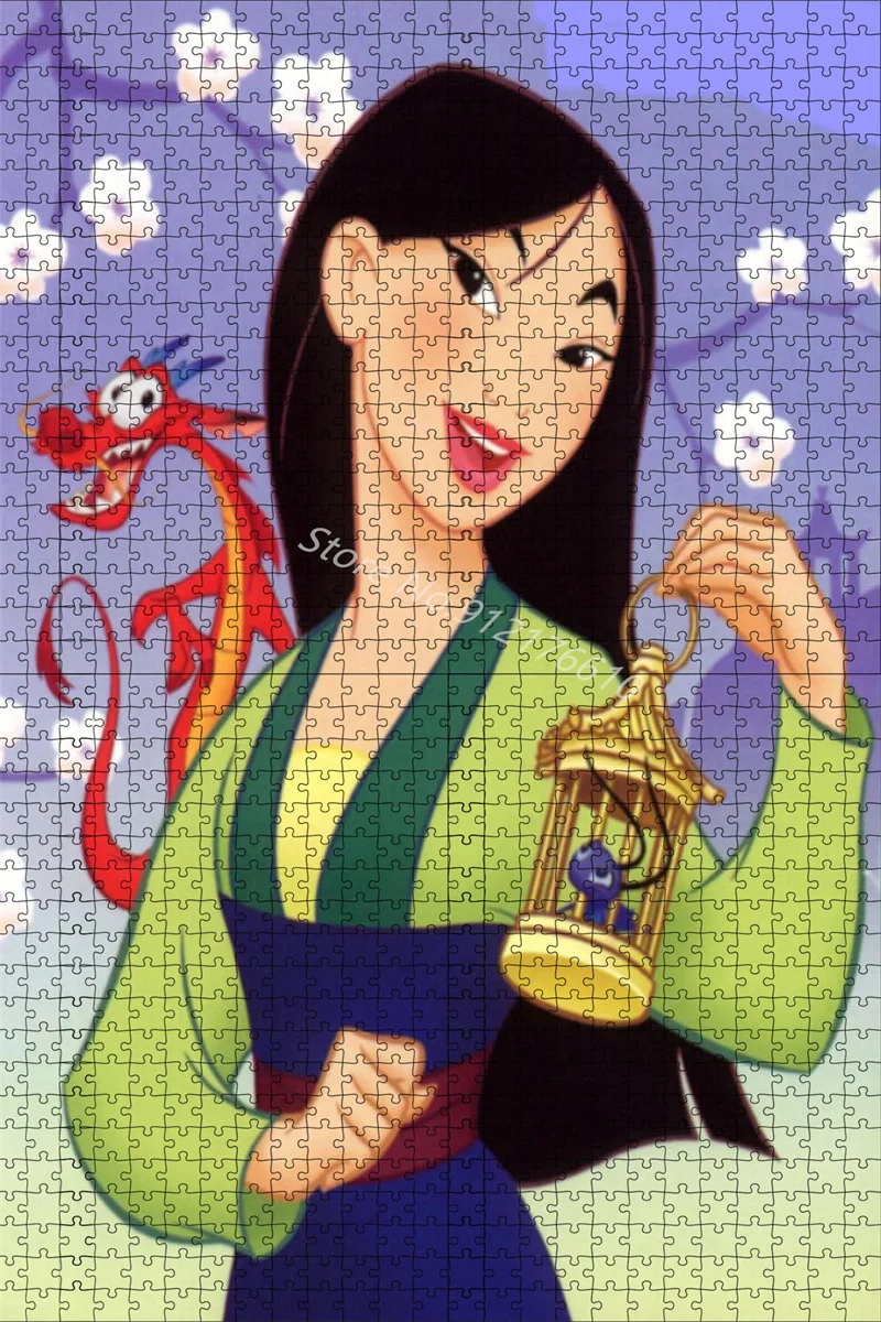 Hua Mulan Disney Princess Jigsaw Puzzles 1000 Pieces Beauty and The Beast Cartoon Flat Puzzles Decompress Relax Education Game