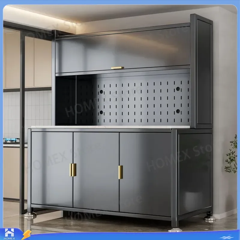 Floor to Ceiling Kitchen Storage Rack Multi Layer Steel Cabinet Narrow Edge Organizer Dust Proof Bowl Shelf Household