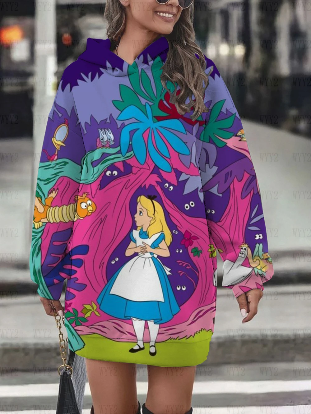 Hoodies Sweatshirts Disney Alice in Wonderland Print Pullover Casual Versatile Fashion Simple Style Women\'s Tops