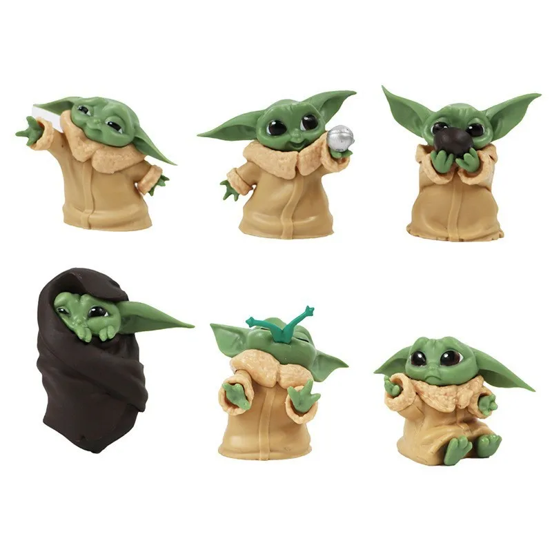 6 ชิ้น/เซ็ต Disney Anime ของเล่น Master Baby Yoda Darth Action Figure Collection Kawaii Mini Handmade สําหรับเด็ก Xmas ของขวัญ