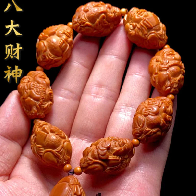 

Comes from Every Olive Nut Bracelet Men's Mammon Stone Carving Eight Treasures God of Wealth Carved