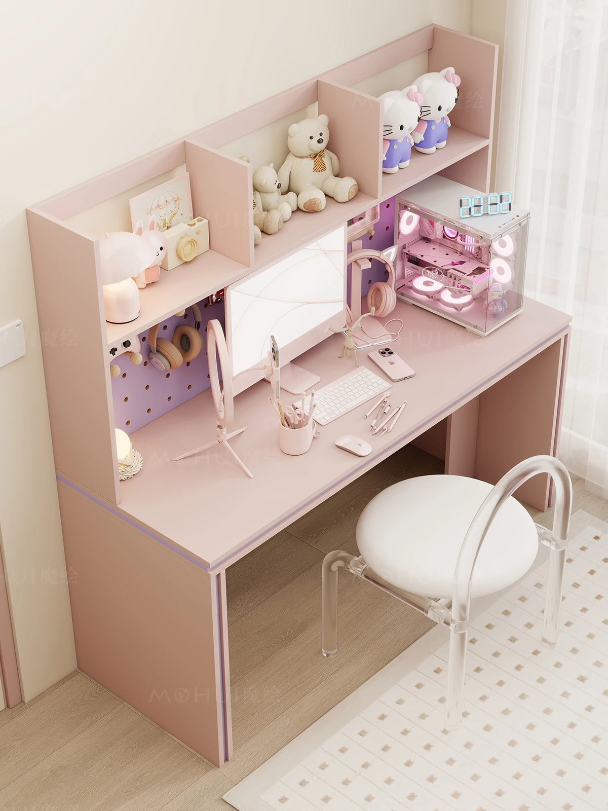 Magic painted color storage computer desk bookshelf bedroom desk desk dopamine furniture study large capacity study table 3