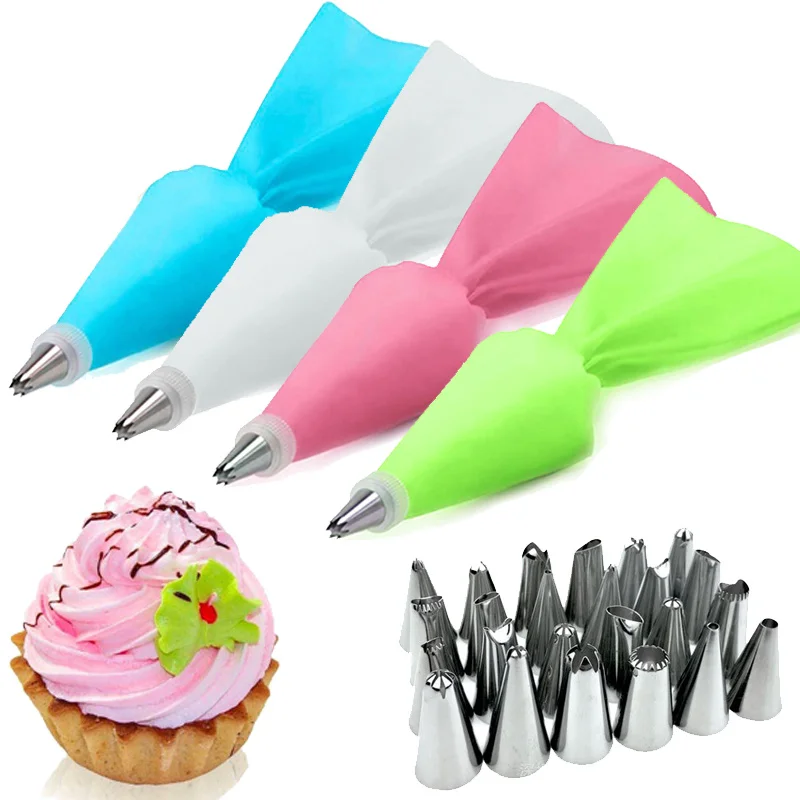 8Pcs Silicone Pastry Bag Tips Kitchen Cake Icing Piping Crea