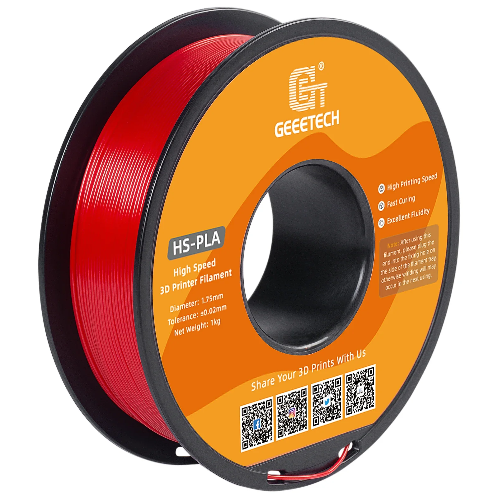 GEEETECH High Speed PLA 3d priner Filament 1kg 1.75mm, Better fluidity, faster curing & printing speed, higher printing quality