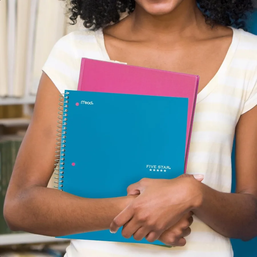 Spiral Notebook + Study App 5 Subject Wide Ruled Paper 8 x 101 2 200 Sheets Fights Ink Bleed Water Resistant Cover Tidewater Bl