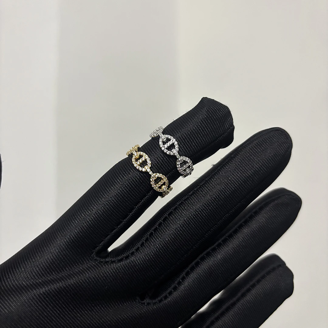 

Классическое простое и модное женское кольцо из серебра S925 с полым дизайном и бриллиантами, праздничный подарок.