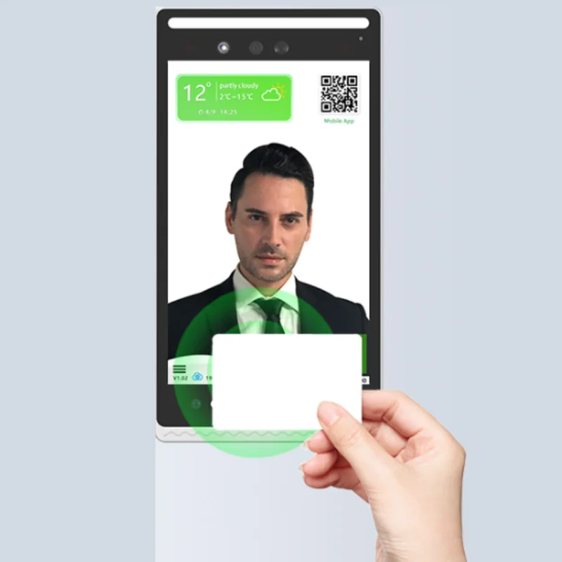 AI Face 10 Inch IPS Screen Facial Recognition Fingerprint Time Attendance With Temperature Sensor Smart Access Control System