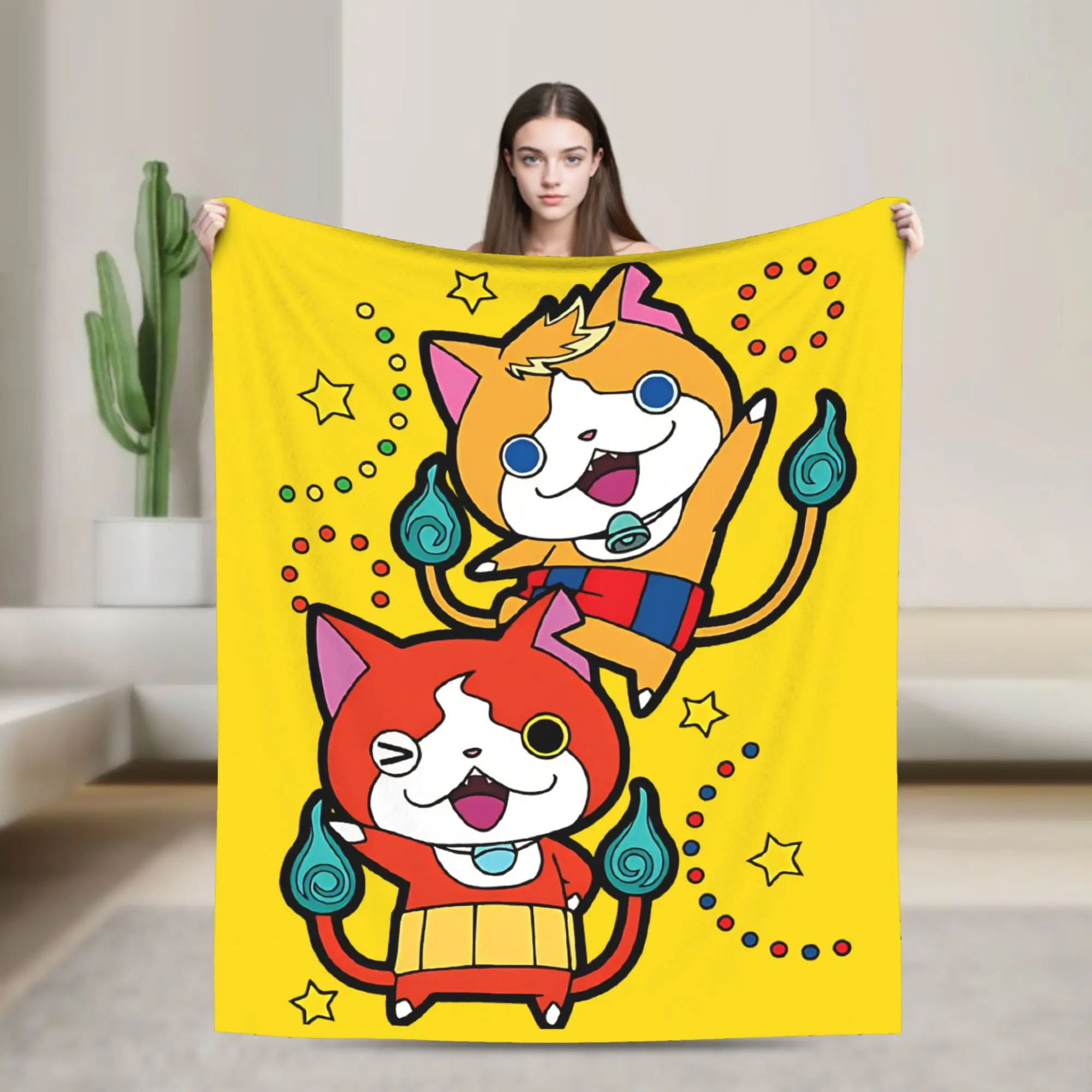 Yokai Watch Game Blanket Cover Jibanyan Tomnyan S Flannel Throw Blankets Bedding Couch Personalised Soft Warm Bedspread