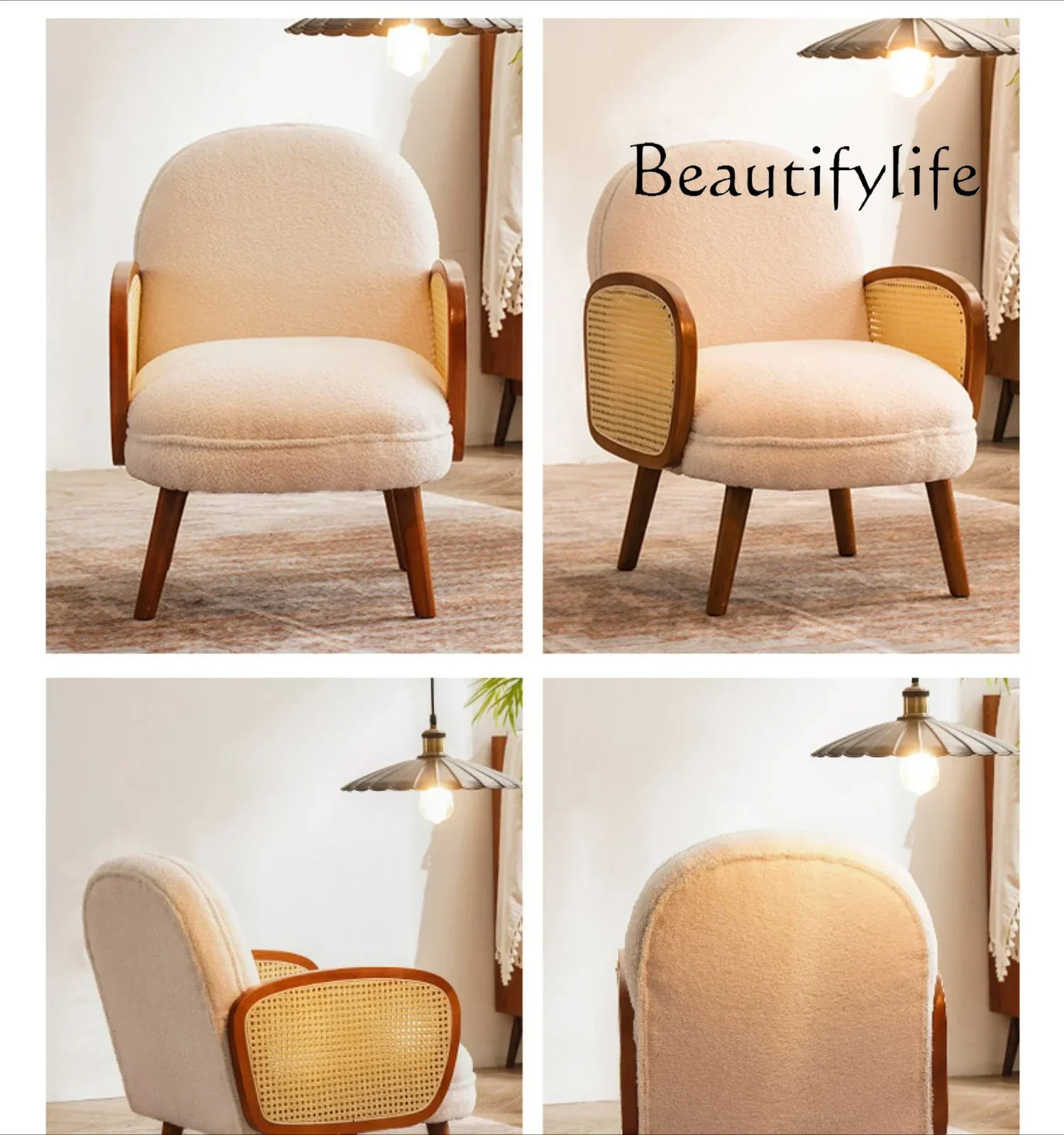 غرفة المعيشة شرفة الخشب الصلب الاستقبال أريكة استرخاء ضوء أريكة واحدة فاخرة خمر سروال قصير الترفيه #5