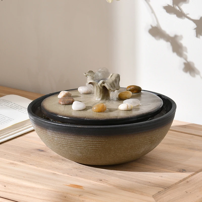 Flow ornament circulation fountain modern simple light luxury desktop small ceramic water fountain