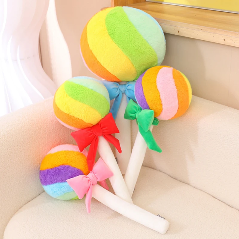 ตุ๊กตาอมยิ้มหลากสี ขนาด 40-60 ซม. ของเล่นนุ่มนิ่ม หมอนอิงรูปขนมหวาน ของขวัญวันหยุด ของตกแต่งบ้าน