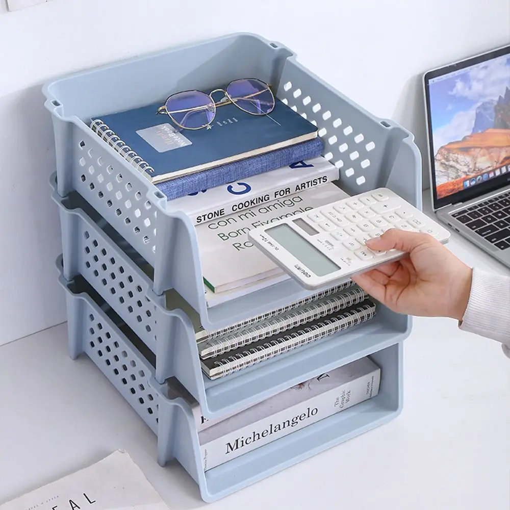 Desktop Organizer Stackable File Rack File Organizer Multifunctional A4 File Storage Tray INS Style Laminated Papers Rack