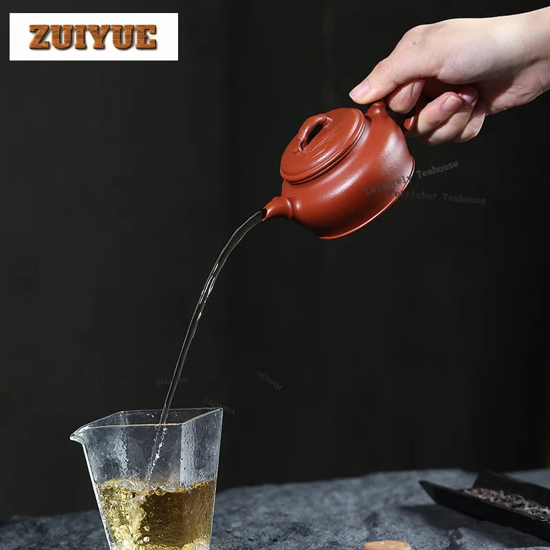 HOYIHM 140ml Ancient Yixing Purple Clay Teapots Handmade Well Fence Pot Raw Ore Zhu Mud Kettle With Infuser Zisha Tea Set